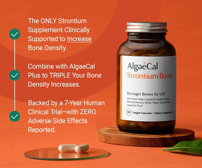 AlgaeCal Strontium Boost for Bone Density & Strength, 60 Caps, 1 Pack