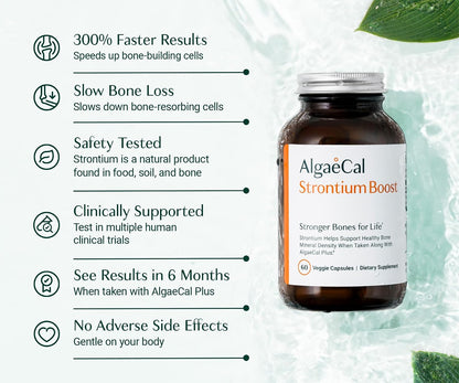 AlgaeCal Strontium Boost for Bone Density & Strength, 60 Caps, 1 Pack